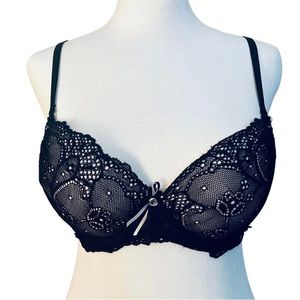 Rene Rofe Black Lace Padded Bra (34 C)